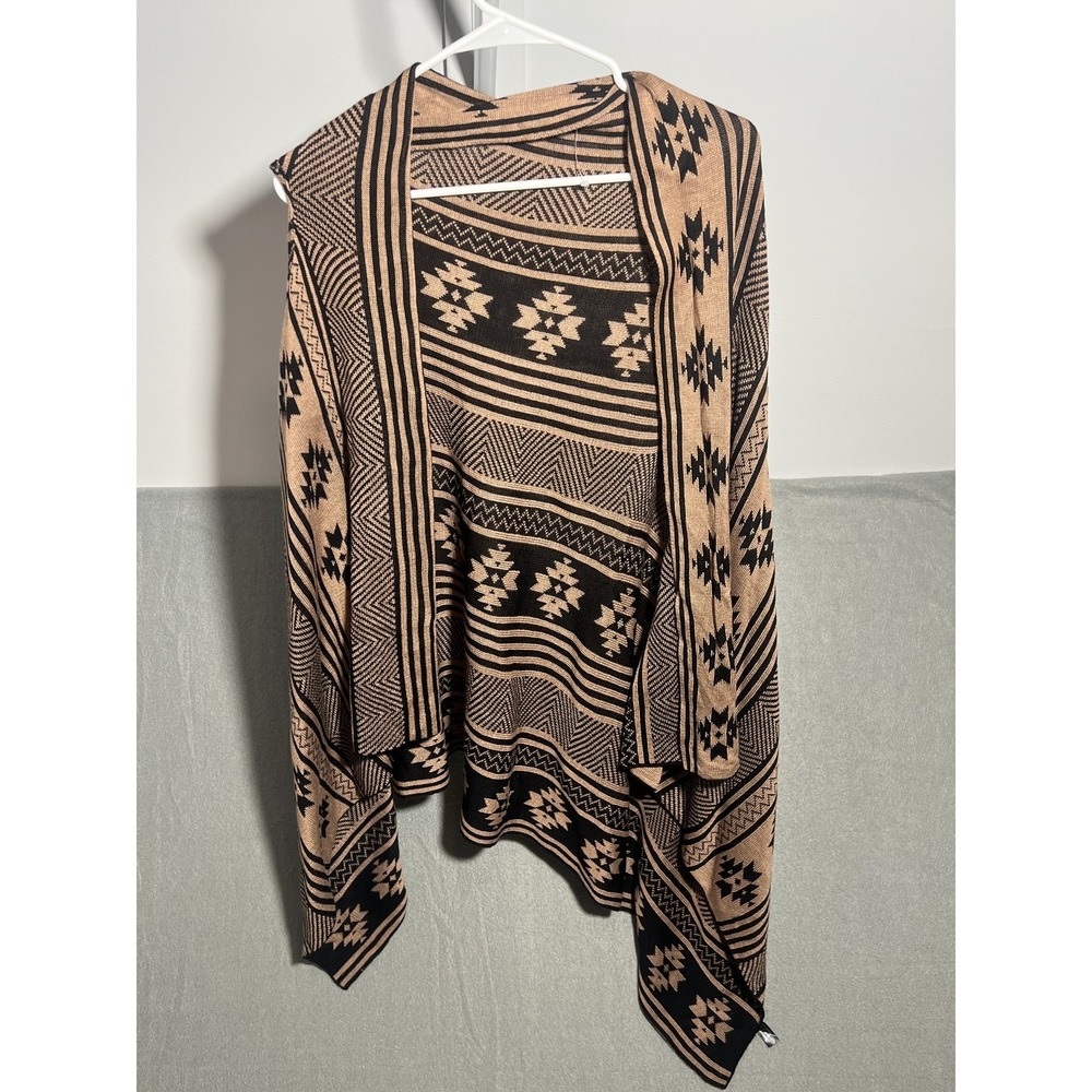 Natasha Womens Aztec Tribal Geometric Open Front Cardigan Wrap Poncho Shawl OS